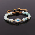 New Design Natural Stone Amazonia Stone Cubic Zircon Shell Eye Charm Macrame Bracelet JBS12265
