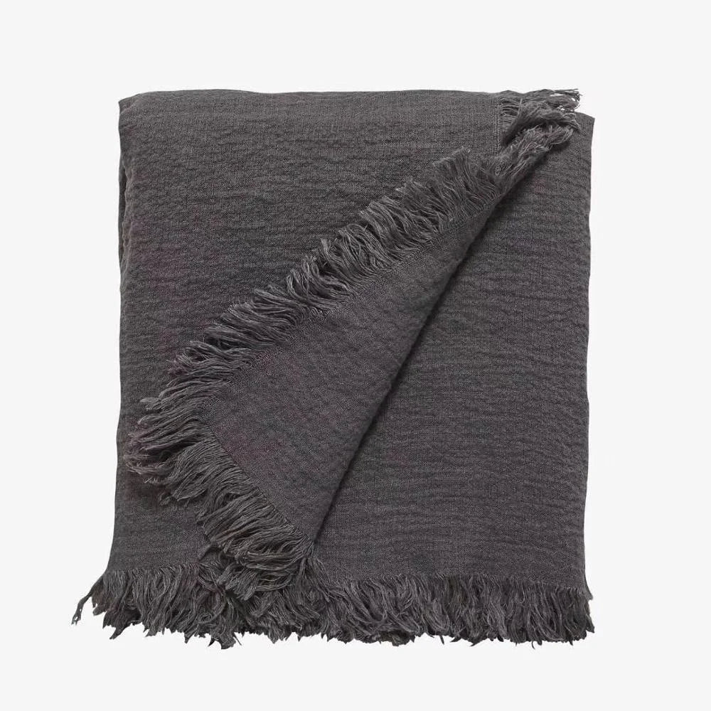 100% Pure Flax Linen Blanket for Bed Couch Sofa Throws Blankets