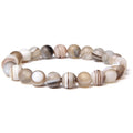 Wholesale Fashion Multicolor 8 MM Banded Agate Bead Jewelry Bracelet Natural Healing Balance Yoga Beaded Agate Bracelet
