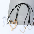 AYN459 Fashion Long Black Cord Necklace Women Heart Pendant Necklace Clothing Accessories Jewelry