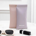 Custom LOGO PU Leather Glasses Pouch Portable Glasses Storage Bag with Hrapnel Automatically Closed