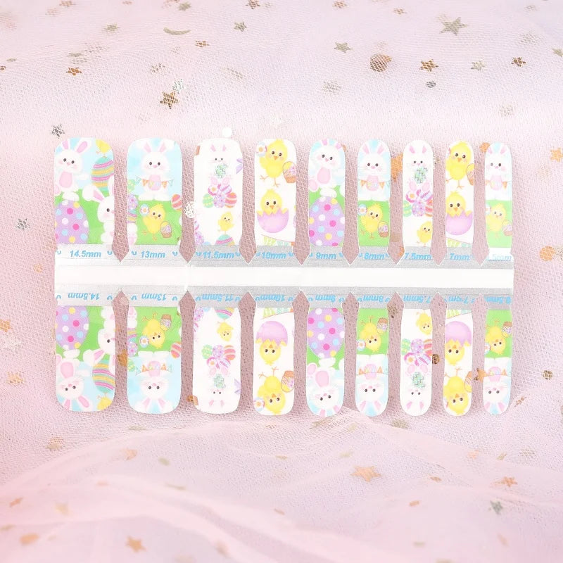 New Design Colorful French Japanese Art Design Summer Butterfly Bunny Cute Custom Made Cartoon Animal Nail Stickers Waterproof