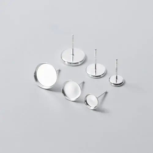 925 Sterling Silver Cabochon Earring Base Stud Earring Component Silver Color 871775