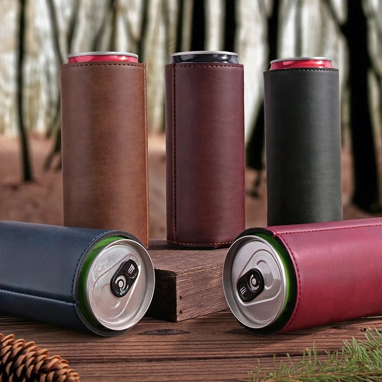 Hot Selling Waterproof Vintage Beer Can Cooler Sleeve New Color Laserable Leatherette Bottle Sleeve
