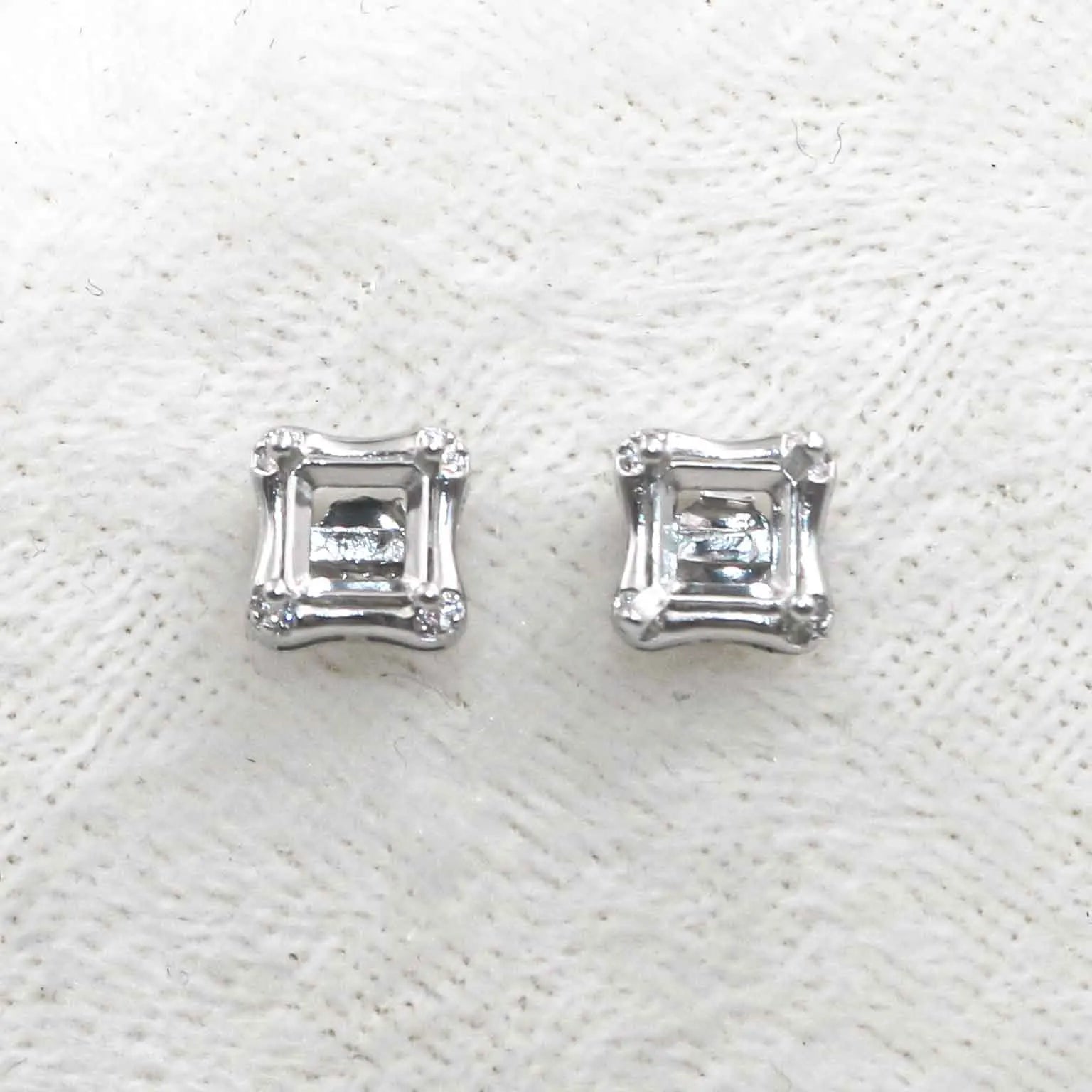Sterling Silver 5mm/6mm Semi Mount Stud Earrings Empty Frame Support Blank Setting S925 Base Without Center Stone DIY for Inlay