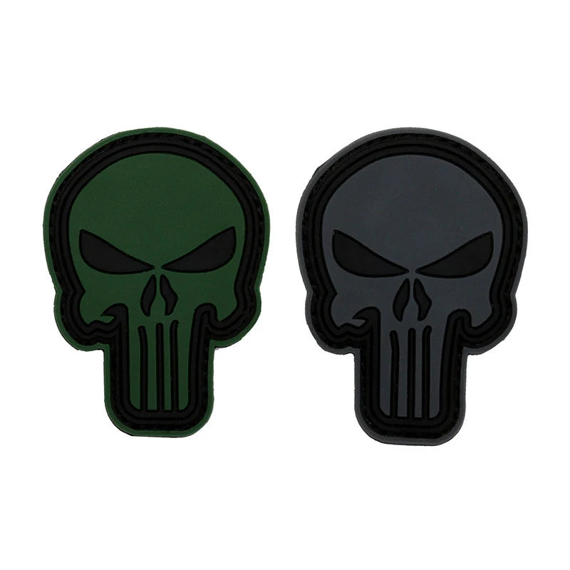 Punisher's Skull 3D Tactical Badge PVC Soft Rubber Sew-On Patch with Custom Design and Hook & Loop