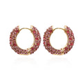 Simple Colorful Rhinestone Earrings Copper Gold-plated U-shaped Earrings