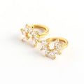 Rainbowking Dainty S925 Sterling Silver Cluster Oval Cz Hoop Earrings 14k Gold Plating Zircon Flower huggies for Women and Girls