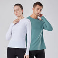 Base Running Quick Drying Ice Silk T-Shirt for Men Women Spring New Long Sleeved Fitness Top Reversible Windproof Seamless