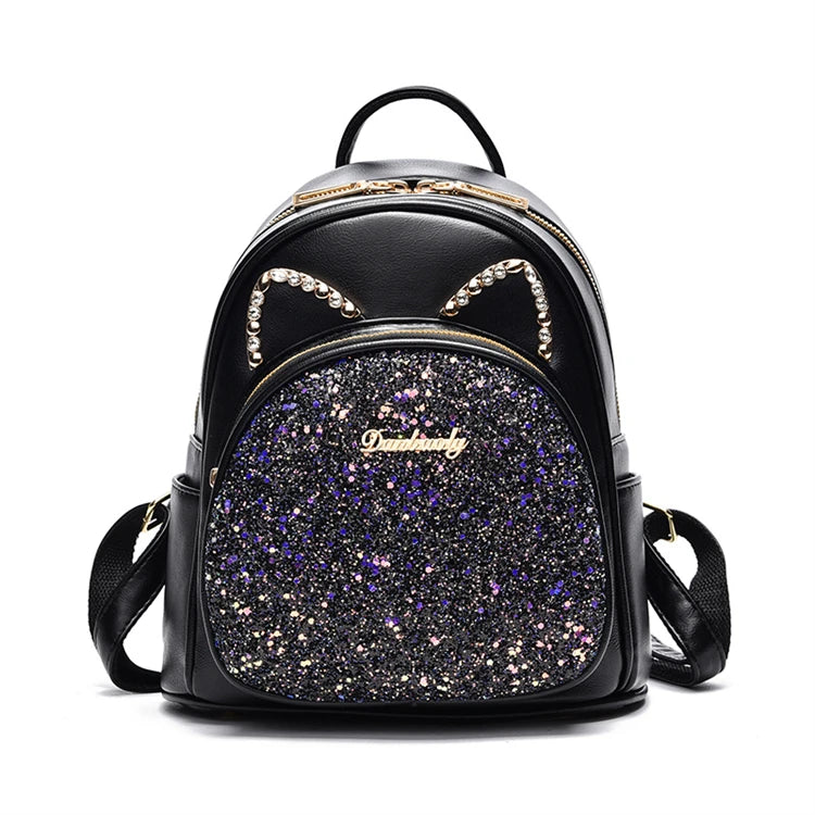 2024 Top Cute Pu Stylish Luxury Sequin Small Backpacks for Women University