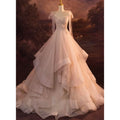 15367# Custom Bow Spaghetti Straps Ruffles Wedding Bridal Ball Gown Birthday Party Dress Plus Size Women Prom Evening Dresses