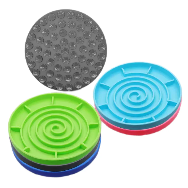 Round Slow Feeder Pet Food Bowl Slow Eating Plate Non Slip Raised Premium Silicone Slow Feeder Dog Bowl