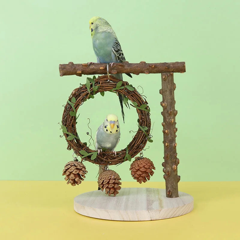 Sichuan Pepper Solid Wood Parrot Perch Stand - Parrot Training Stand Parrot Climbing Cloud Ladder Swing Pet Bird Toy Supplies