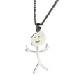 AA00426 Middle Finger Stick Man Pendant Necklace Stainless Steel Hand Gesture Necklace Funny Necklace