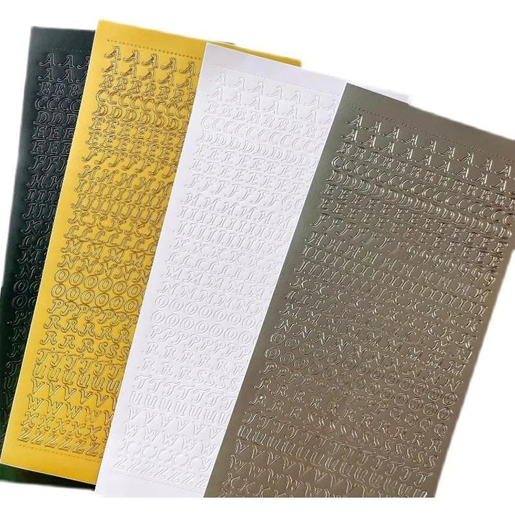 Decorative Small Golden Silver English Letter Digital Labels Mini Metallic Number Self Adhesive Alphabet Diy Stickers