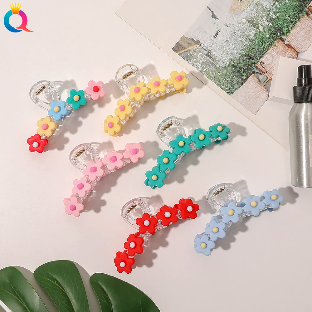 QIYUE Luxury Diamond Flower Plastic Hair Claw Clip for Women Hight Quality Fashion Hair Accessories for Decoration Dily