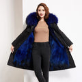 MWFur Fox Fur Men's Parkas Fox Fur Collar Hooded Detachable Winter Coat Woman Parka Jacket Para Mujer Las Mujeres Parkas