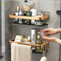 Bathroom Shelf Gold  Storage Rack  Glass Metal Mounted Floating Wall Bathroom Shelves for Wall