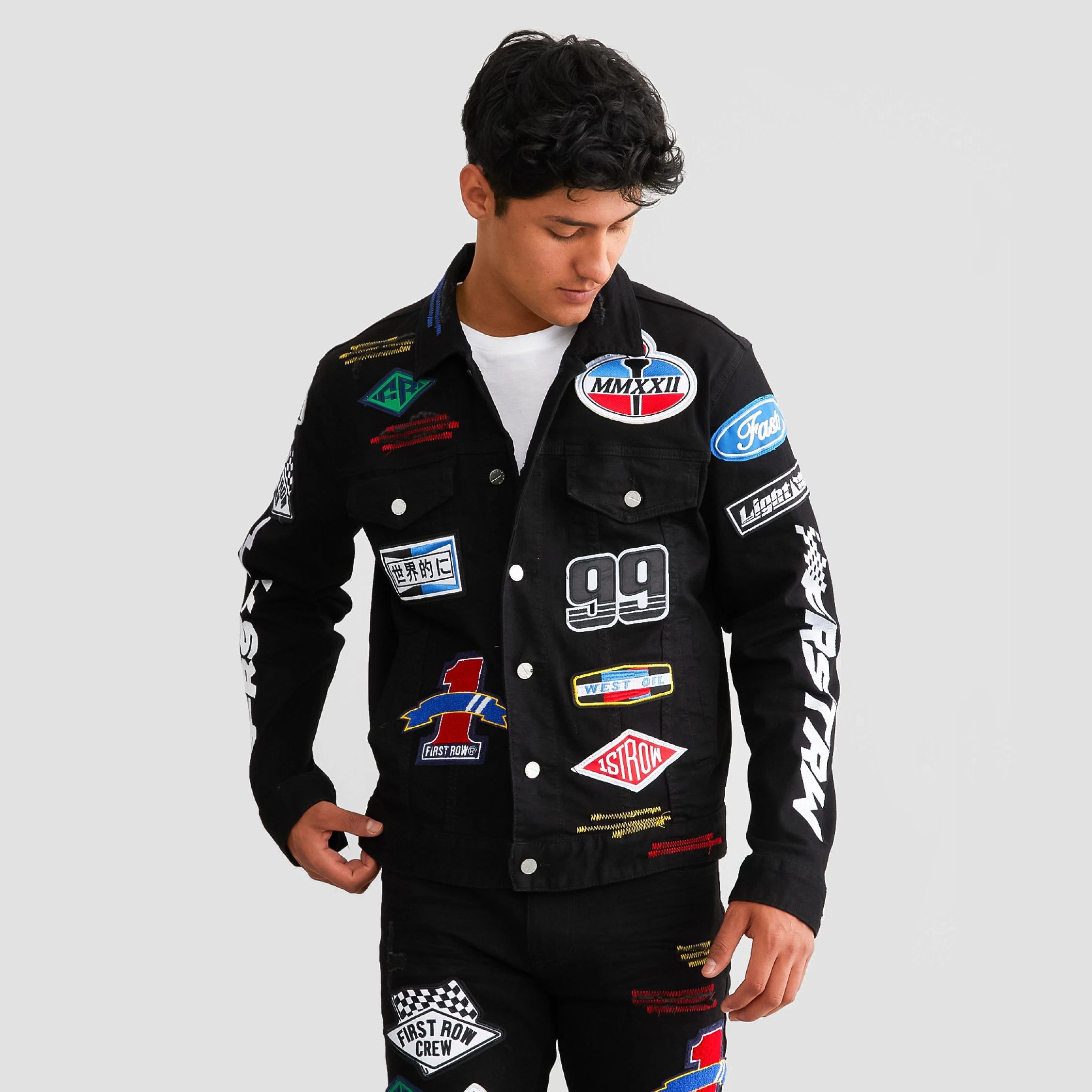 New Arrival AeeDenim Custom Designers Men's Repair Stitch Embroidered Patch 100% Cotton Denim Stretch Streetwear Reversible