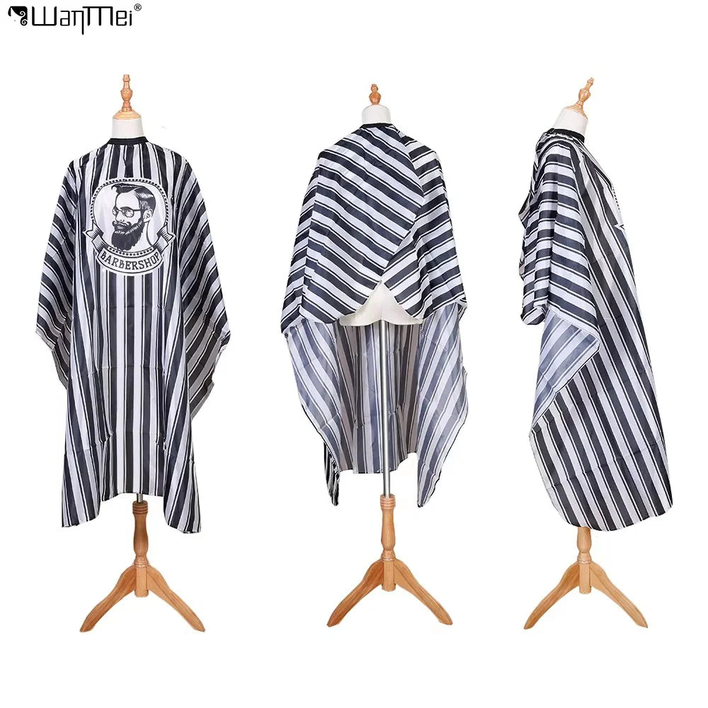 Wanmei Vintage Oiled Black Stripe Hair Cape Professional Hair Dressing Apron Cape Neck  protection