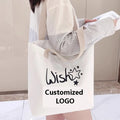 Customized Logo Image Printable Personalized Eco-friendly Pure Cotton Canvas Beach Tote Bag Perfect Gift for Women