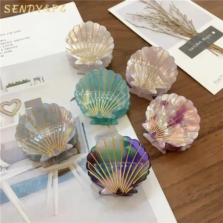 Korean Fashion Hair Accessories 4cm Small Acetate Hair Claw Clip Shell Medium Hair Clip for Girl