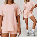 Bnice 4503 Women Loose Tshirt Yoga Sets Short Pant Custom Fitness High Quality Breathable Quick Dry Running Sport  2 Piece Set