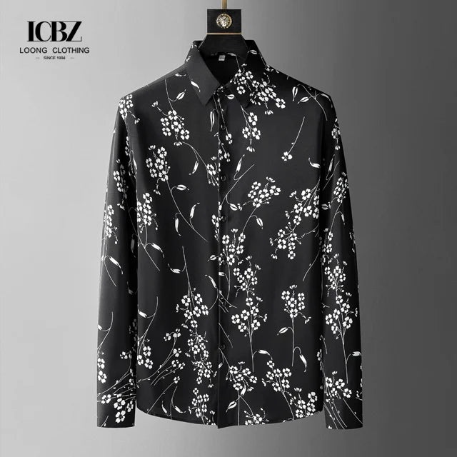 Fashionable Leisure Autumn New Slim Printed Letter Custom Breathable Cotton Full Sleeve Plus Size Men's Shirts