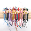 Handmade String Rope Cord Braid Braided Peach Blossom with Beads Charm Adjustable DIY Gift Bracelet Jewelry for Boyfriend