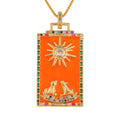 New Design Hip Hop Oil Painting Style Tarot Card Pendant Necklace INS HOT 18k Gold Plated Brass with Zircon Jewelry