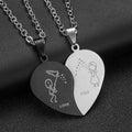Valentine's Day Lover Gift Non Tarnish Stainless Steel Half Heart Pendant Couple Necklace Set Jewelry
