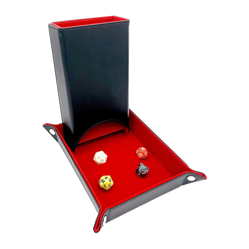 Custom PU Leather Dice Tray and Tower Box Square Shape with Custom Logo for RPG and Tabletop Gaming Including DND Games