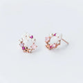 925 Silver Shell Flower Drop Earrings with Crystal Zircon and Rose Gold Trendy Wedding and Gift Accessory