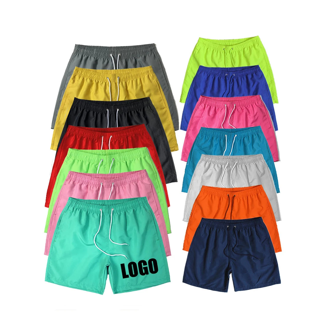 2023 Stock  Mesh Lining Beach Shorts Men Surf Board Summer  Shorts Swimwear Shorts for Men Custom logo Embroidered Print Tag