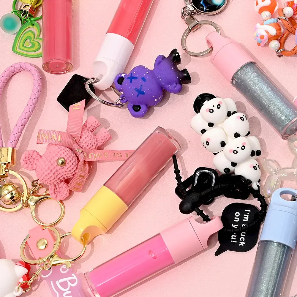 Custom Cosmetics Lip Gloss Fruit Flavor Lip Care Oil Gift With Key Chain Private Label Moisturizing Vegan Makeup Lip Gloss