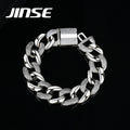 JINSE Cuban Link Designer Bangle Charm Jewelry Chain Hip Hop Male Gold Design Iced Out Man Bracelet