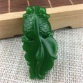 Chinese Natural Green Jade Pendants Necklace Fashionable Power Amulet with Lucky Fish Goldfish Gifts