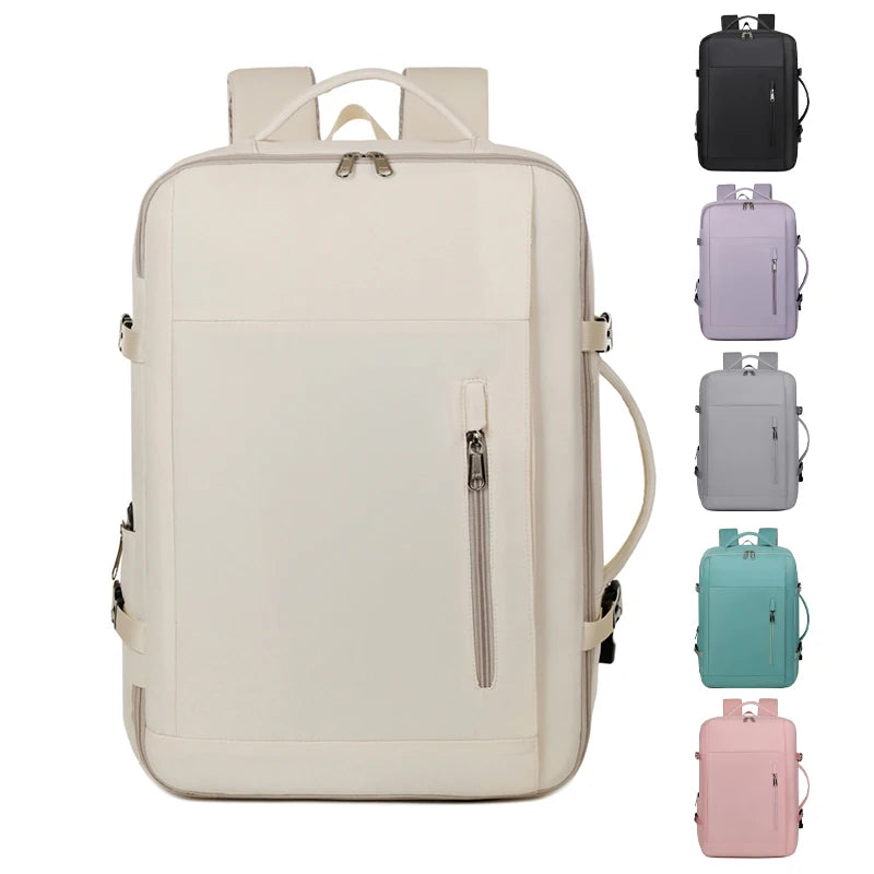 Unisex Large Laptop Backpack Anti Theft USB Zipper New Business Travel Bag Comfortable Shoulder Straps Waterproof Polyester