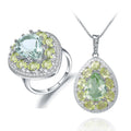 W0758 Abiding Fine Jewelry Wholesale New Listing Engagement Prasiolite Solid Custom Silver Jewellery Set Women