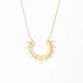 Wholesale Fashion 18K Gold Plated Stainless Steel Sunflower Zircon Pendant Necklace Female