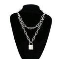 Personality Punk Hip-hop Trendy Alloy Lock-shaped Single-layer Thick Chain Gold Silver All-match Sweater Geometric Retro Wedding