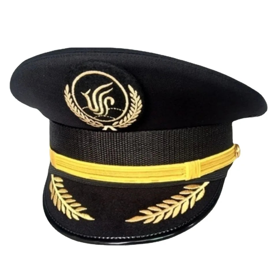 Ready to Ship 4 Designs Business Uniform Wear Peaked Cap Men's Airline Captain Officers commander hat pilot Aviator Hats