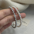 Korea Fashion Pure 925 Sterling Silver High Light Round Pearl Shiny Zircon Bracelets for Women Girls Jewelry