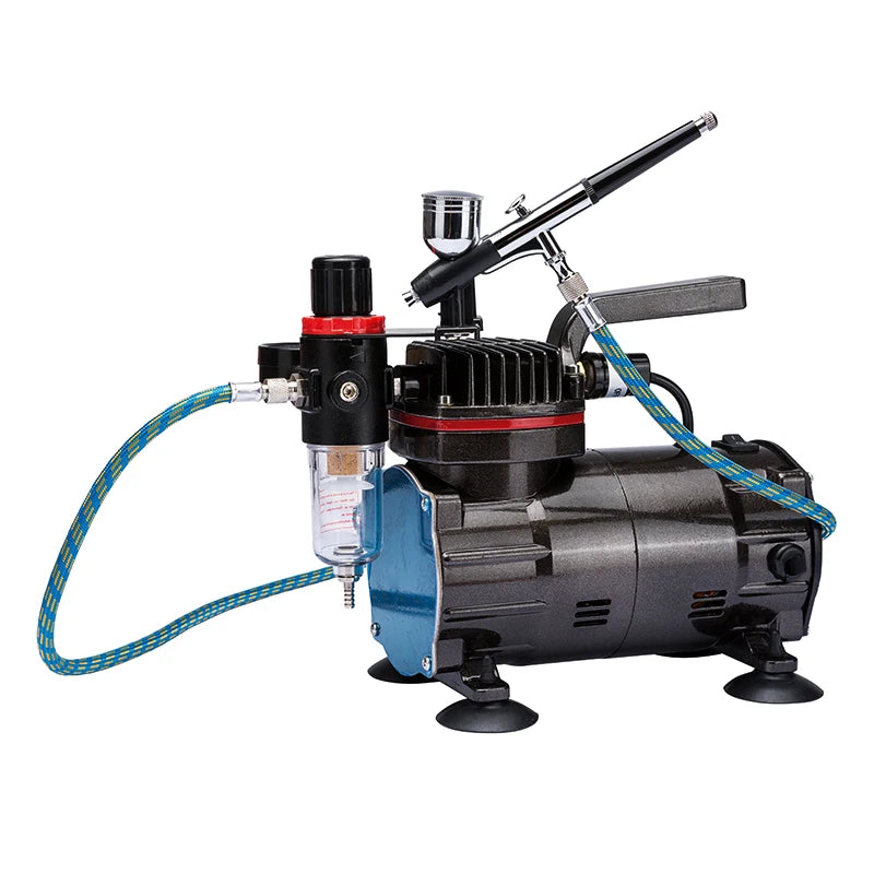 Airbrush Compressor Kit with 0.3mm Gravity Feed Airbrush 1.8m Hose Holder & Accessories Professional Set for Auto & Hobby