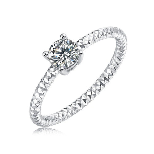 0.5CT S925 Sterling Silver Twist Ring for Women Fashion Inlay Moissanite Classic Wedding Ring Jewelry Gift