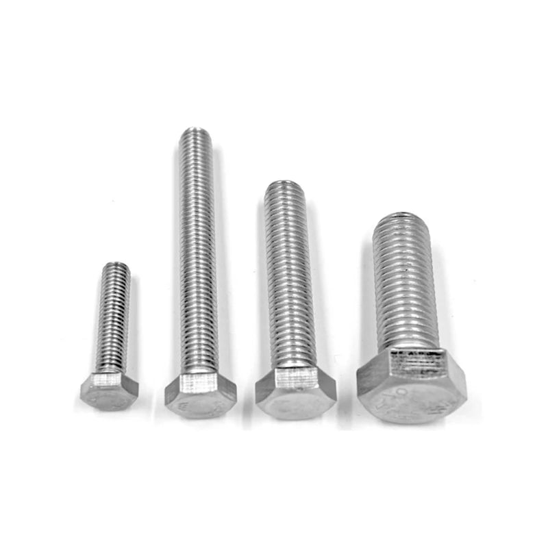 DIN 933 ISO 4017 Hex Head Bolts M2-M12 Diameter Stainless or Carbon Steel Plain Finish Customized Manufacturers