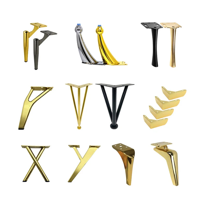 WELLTOP Gold Metal Furniture Legs for Sofa Bed Coffee Table-Hospital & Outdoor Use-Modern Design
