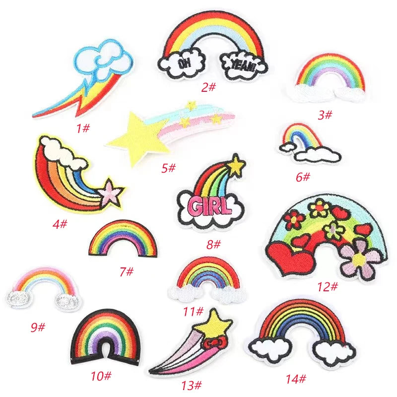 Wholesale BESTWINS 3D Iron-On Colorful Embroidered Rainbow Patch with Nonwoven Felt for Women & Kids Clothing