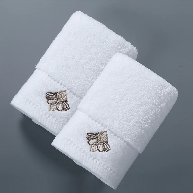 Luxury Best Quality Plain White Pure Cotton Hand Towel with logo Embroidered 600gsm for Home Hotel
