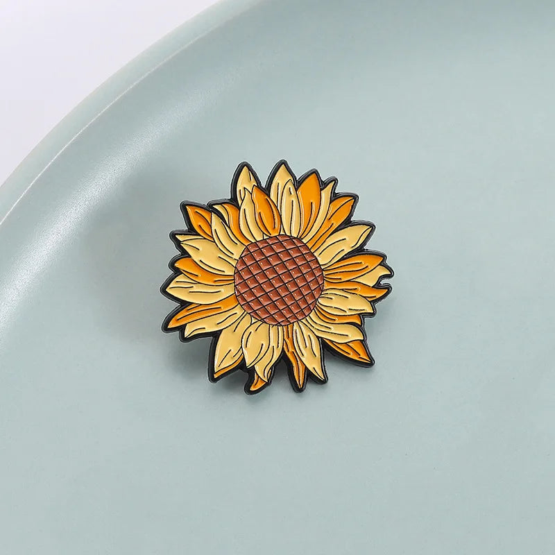 New Sunflower Flower Enamel Brooches Women's Alloy Jewelry Soft Enamel Lapel Pins Collar Needles for Weddings for Children
